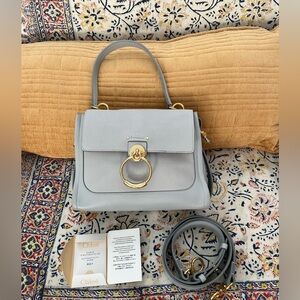 Limited Edition Chloe Small Tess Day Bag Calfskin Leather Storm Blue Grey